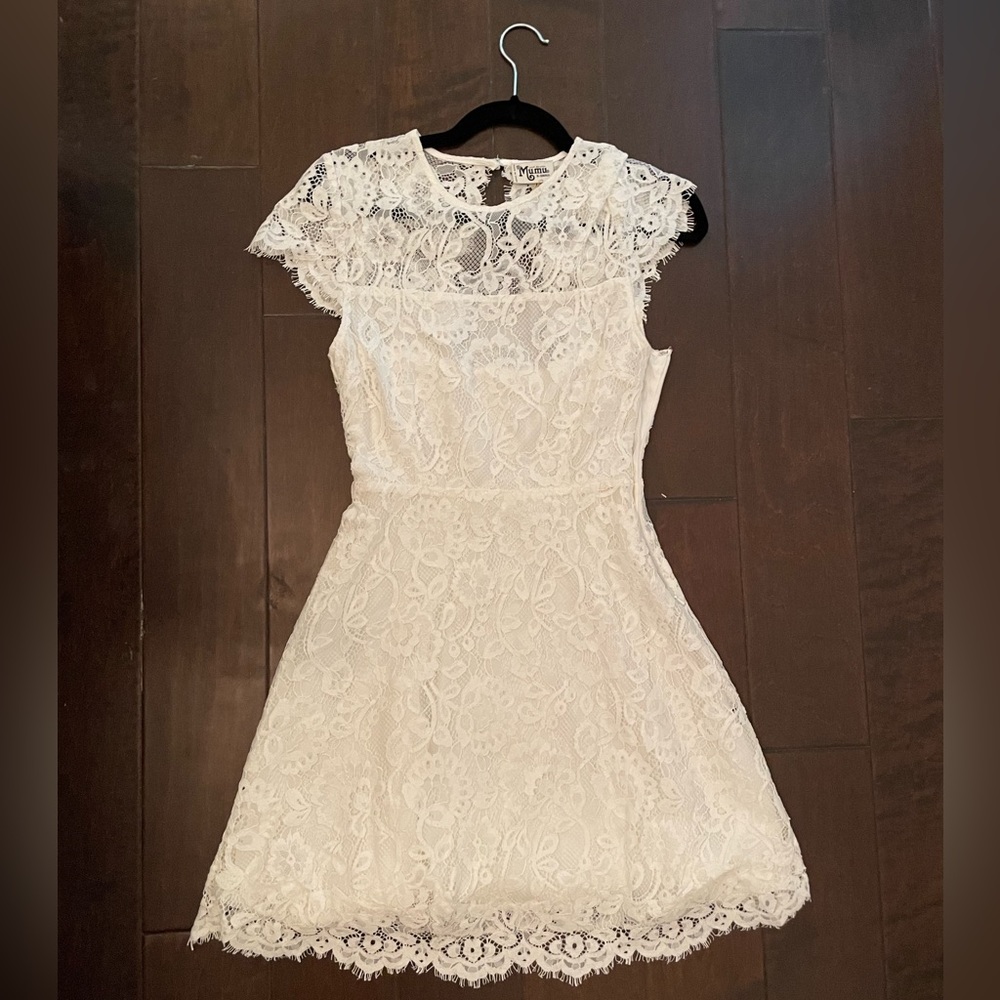 Show me your mumu white lacey dress
